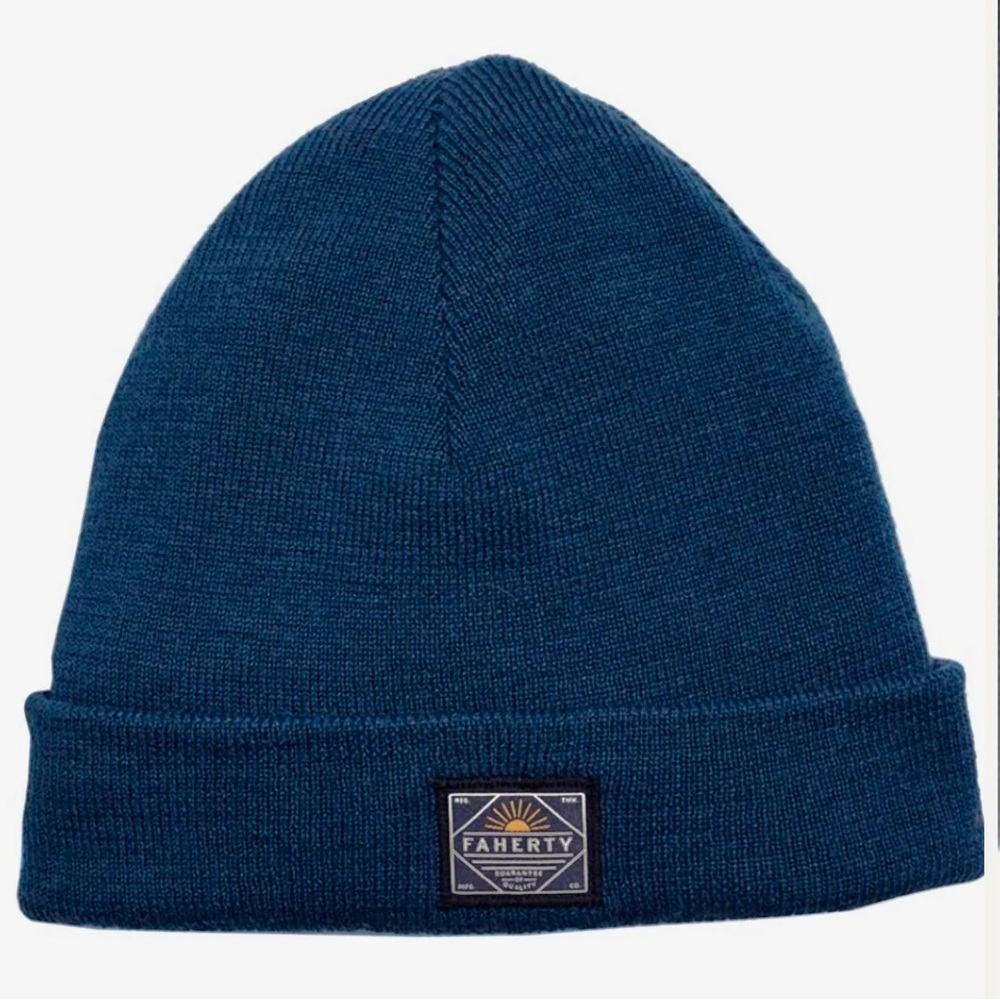 Faherty brand unisex navy blue Merino winter hat - New with tags!